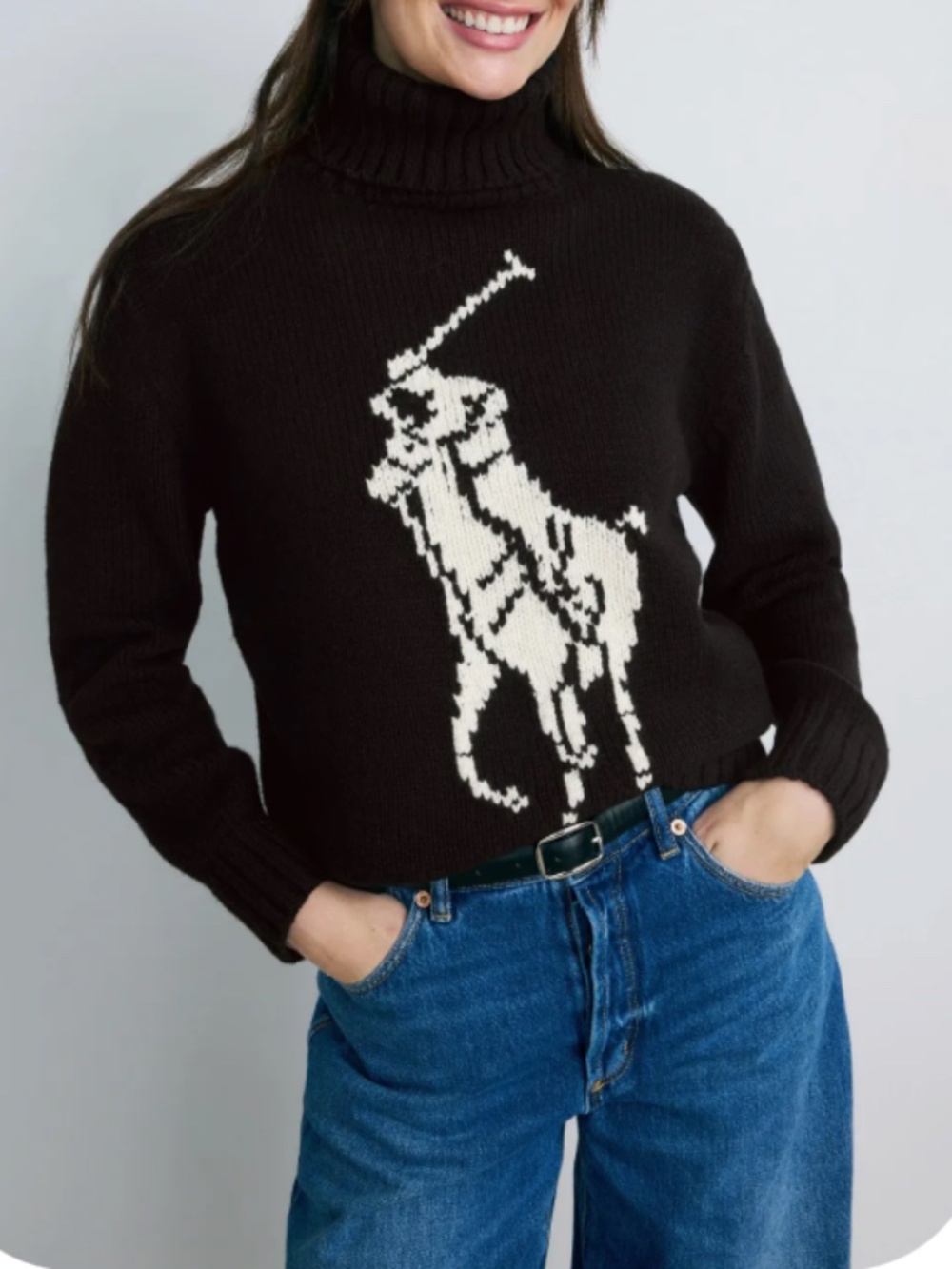 Polo Ralph Lauren Black Pullover Sweater Turtleneck